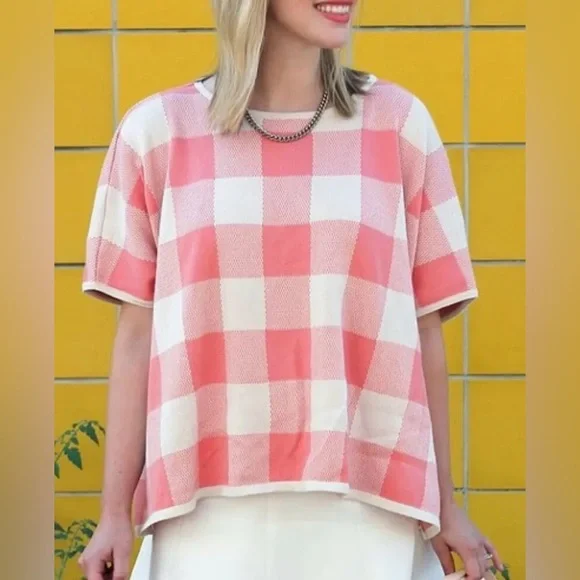 Anthropologie La Casita De Wendy Plaid Poncho Organic Cotton Top Size Large - Picture 4 of 8